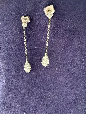 Silver Teardrop Dangle Earrings - Silver